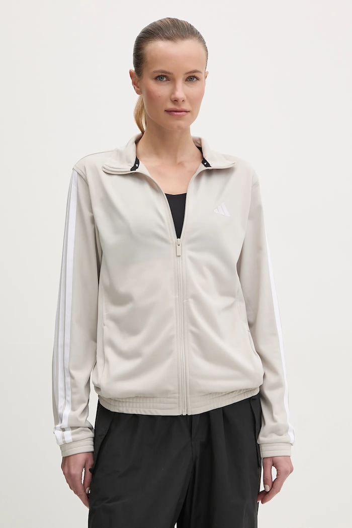 Μπλούζα adidas W 3S TT TRIC χωρίς κουκούλα μπεζ JD4521