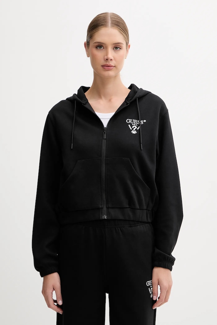 Mikina Guess ROBERTA s kapucňou čierna V5RQ20.KC3D2