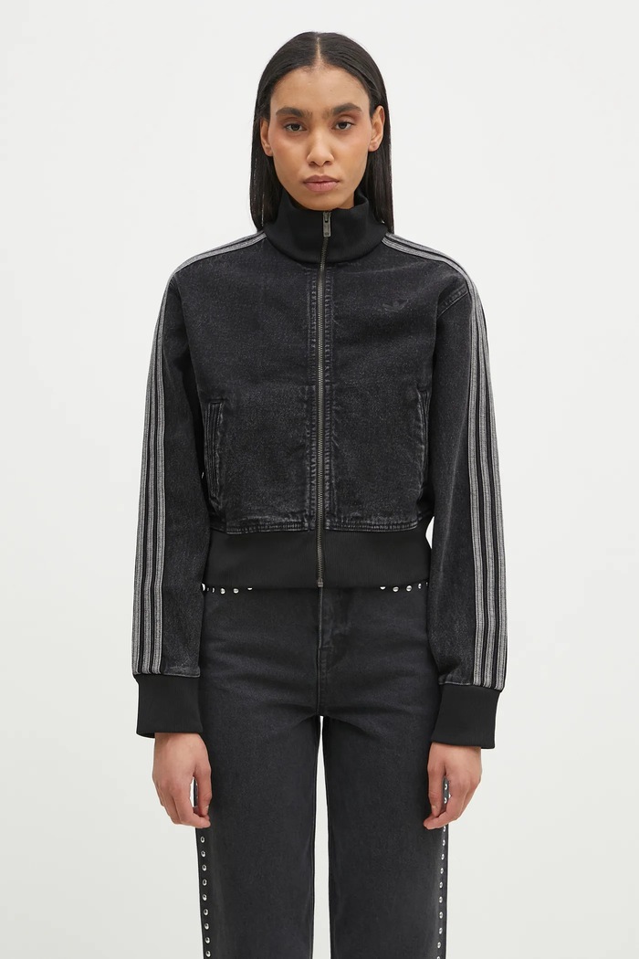 Bunda adidas Originals Adicolor Denim Tracktop nezateplené černá JD3110