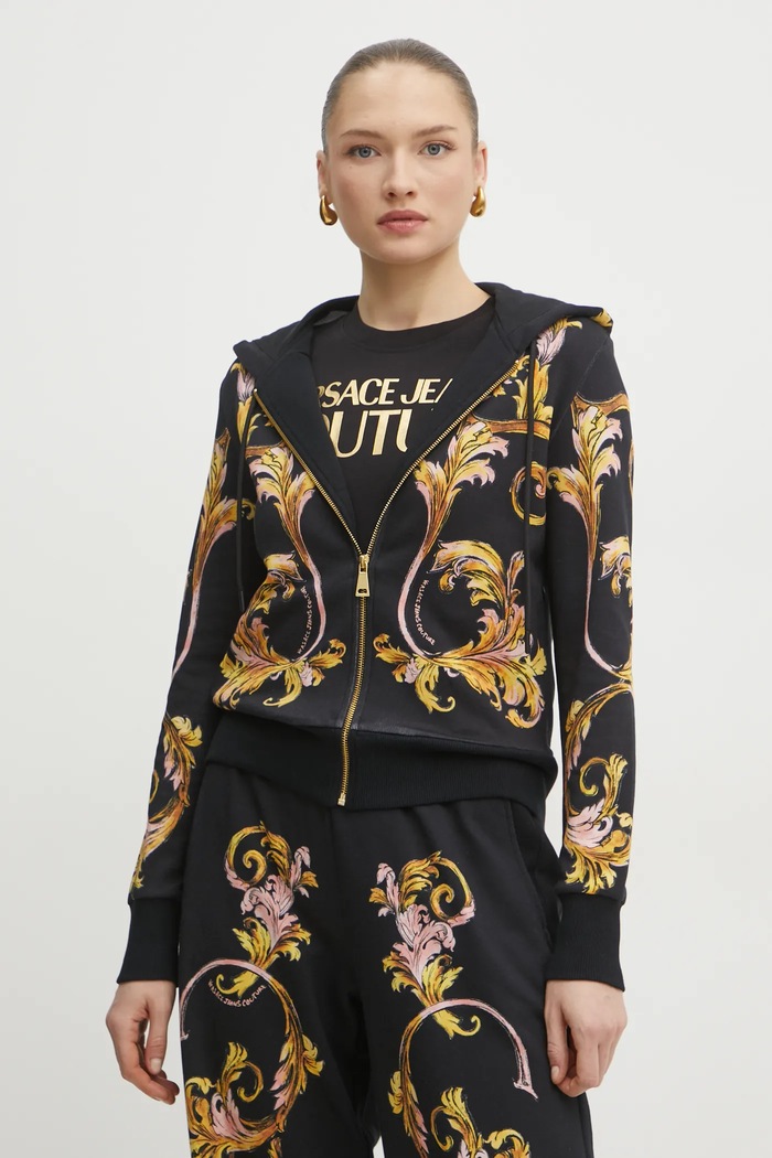Bavlněná mikina Versace Jeans Couture s kapucí černá 78HAI3P6.FS192