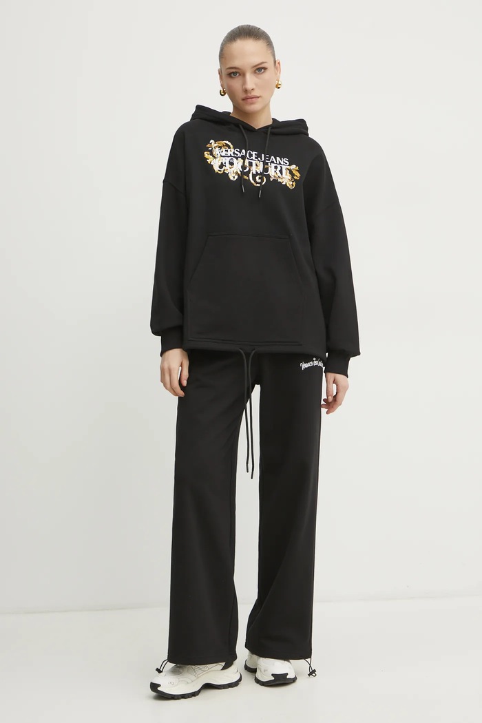 Pamučna dukserica Versace Jeans Couture 78HAIC05.CF00C crna SS25