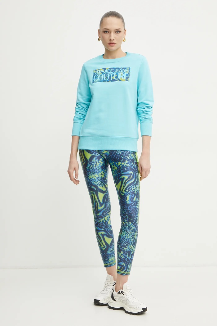 Bavlněná mikina Versace Jeans Couture 78HAIE04.CF00E tyrkysová SS25