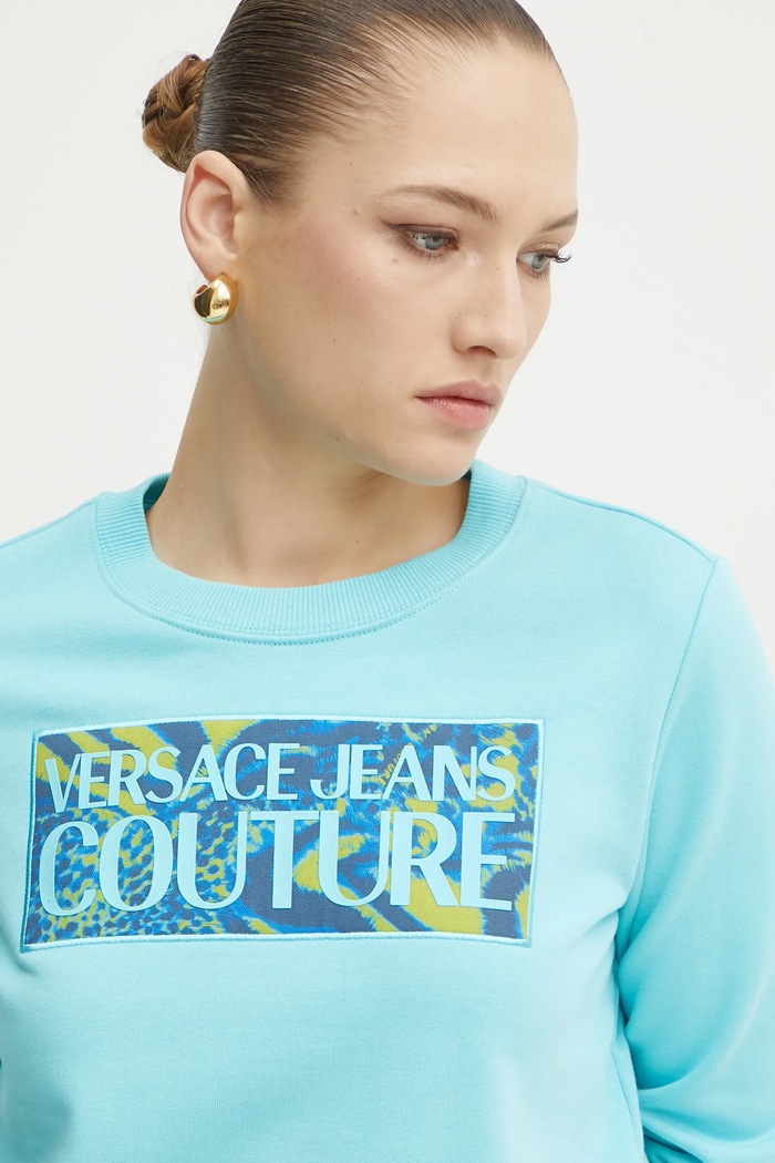 Bavlněná mikina Versace Jeans Couture tyrkysová 78HAIE04.CF00E