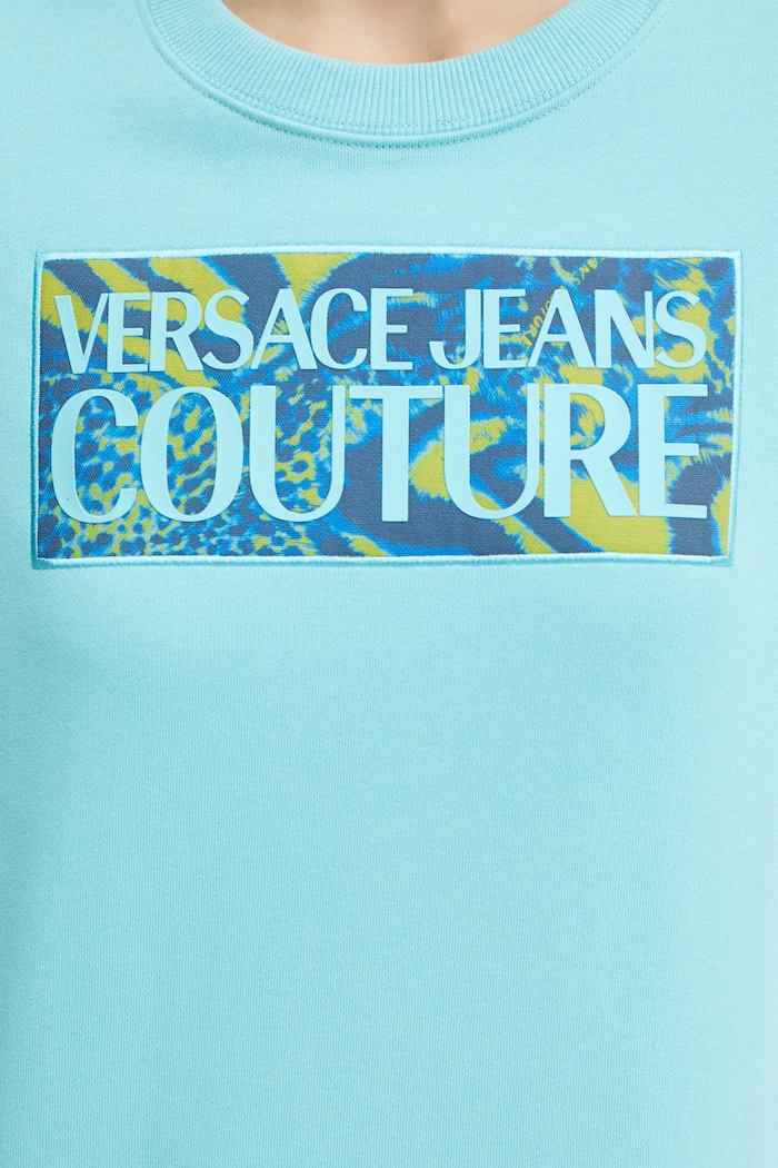 Bavlněná mikina Versace Jeans Couture 78HAIE04.CF00E tyrkysová