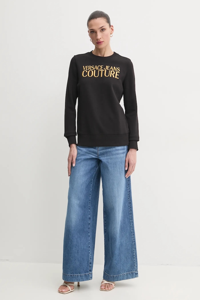 Versace Jeans Couture felpa in cotone 78HAIT06.CF01T nero SS25