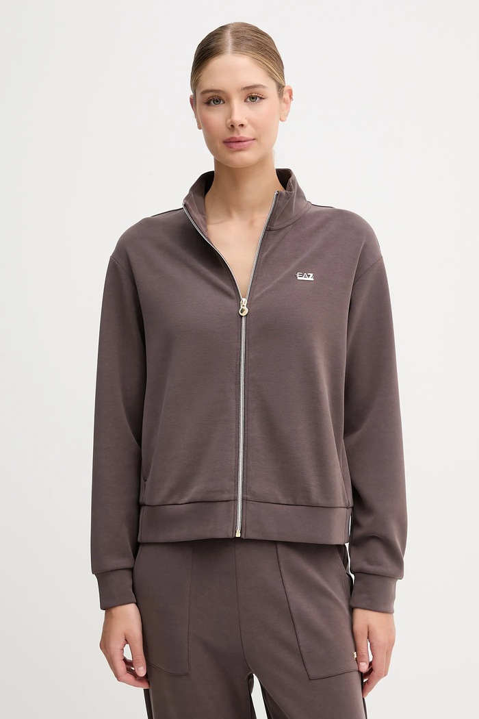 Mikina EA7 Emporio Armani hnědá AF12643.7W000191