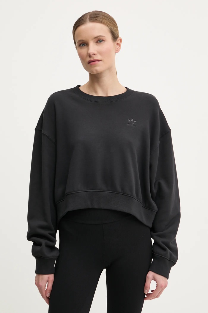 Βαμβακερή μπλούζα adidas Originals Nelson χωρίς κουκούλα μαύρο JC8335