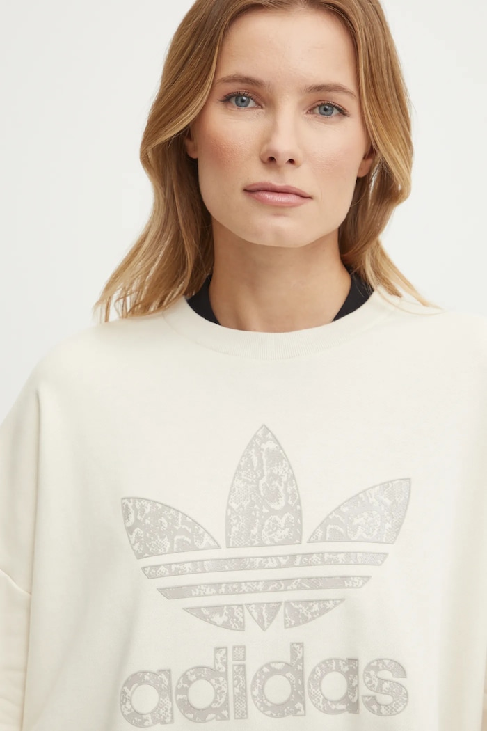 Pamučna dukserica adidas Originals SNAKE CREW JC8329 bež