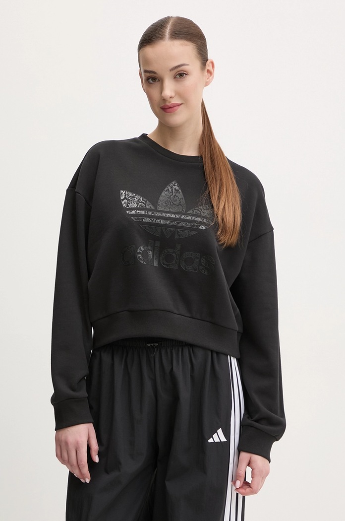 adidas Originals hanorac de bumbac SNAKE CREW print negru JN7291
