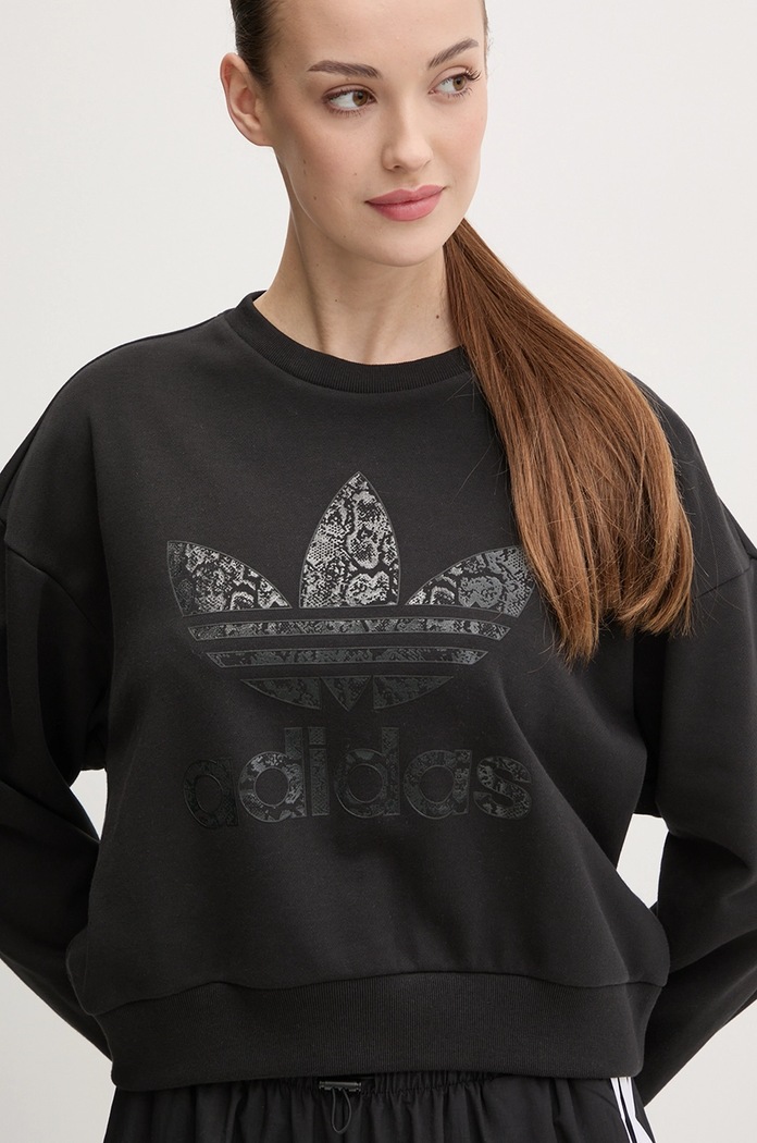adidas Originals hanorac de bumbac SNAKE CREW negru JN7291