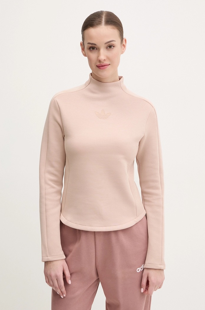 Суичър adidas Originals INTERLOCK LS без качулка бежов JJ0938