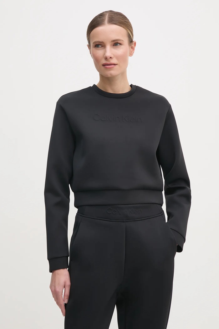 Dukserica za trening Calvin Klein Performance bez kapuljače crna LVGWS5W305