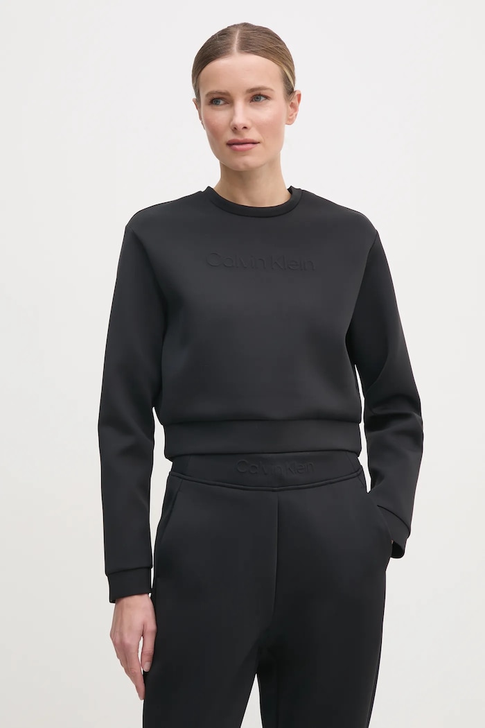 Dukserica za trening Calvin Klein Performance bez kapuljače crna LVGWS5W305