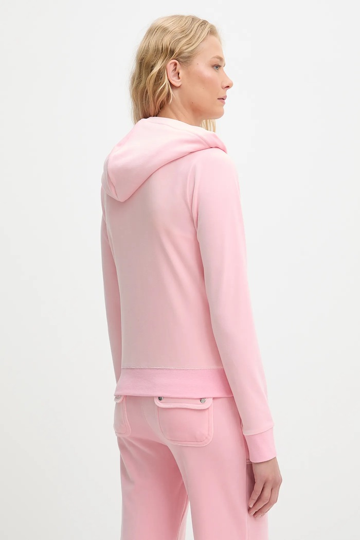 Îmbrăcăminte Juicy Couture Hanorac cu fermoar și glugă de femei din bumbac ROBERTSON CLASS JCAP176 roz