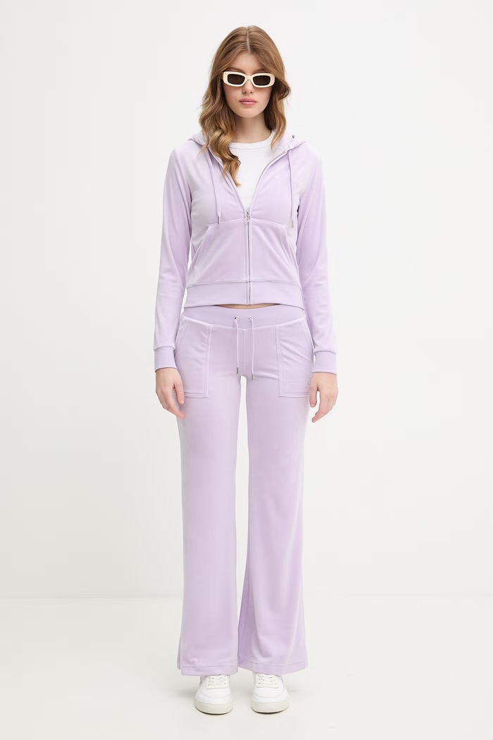 Juicy Couture mikina na zips s kapucňou dámska bavlnená ROBERTSON CLASS JCAP176 fialová SS26