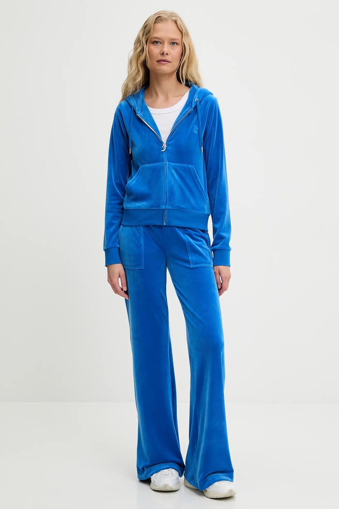 Juicy Couture bluza rozpinana z kapturem damska bawełniana ROBERTSON CLASS JCAP176 niebieski SS26