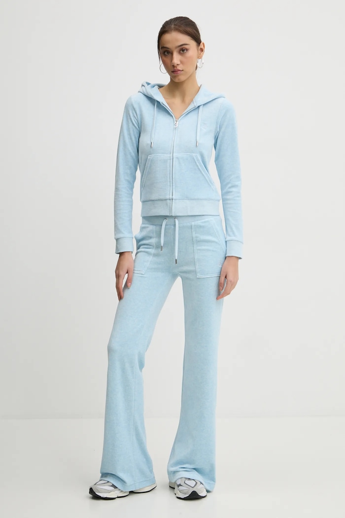 Juicy Couture bluza rozpinana z kapturem damska bawełniana ROBERTSON CLASS JCAP176 niebieski SS26