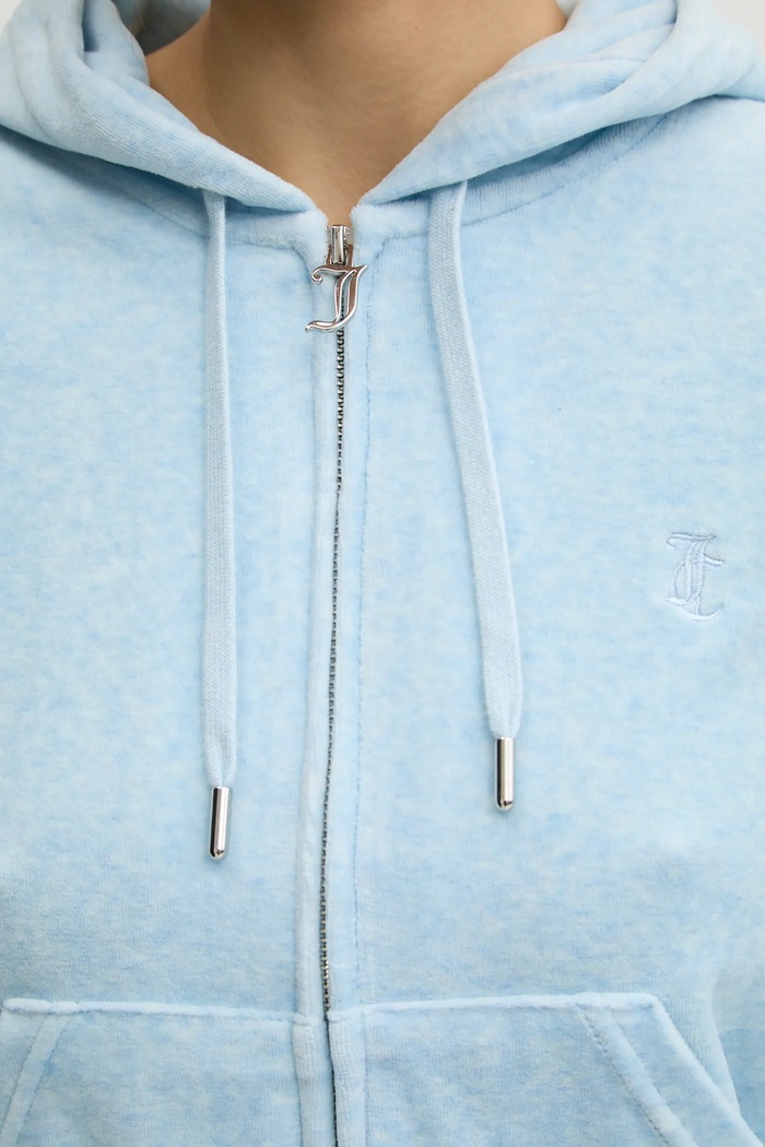 Juicy Couture bluza rozpinana z kapturem damska bawełniana ROBERTSON CLASS JCAP176 niebieski