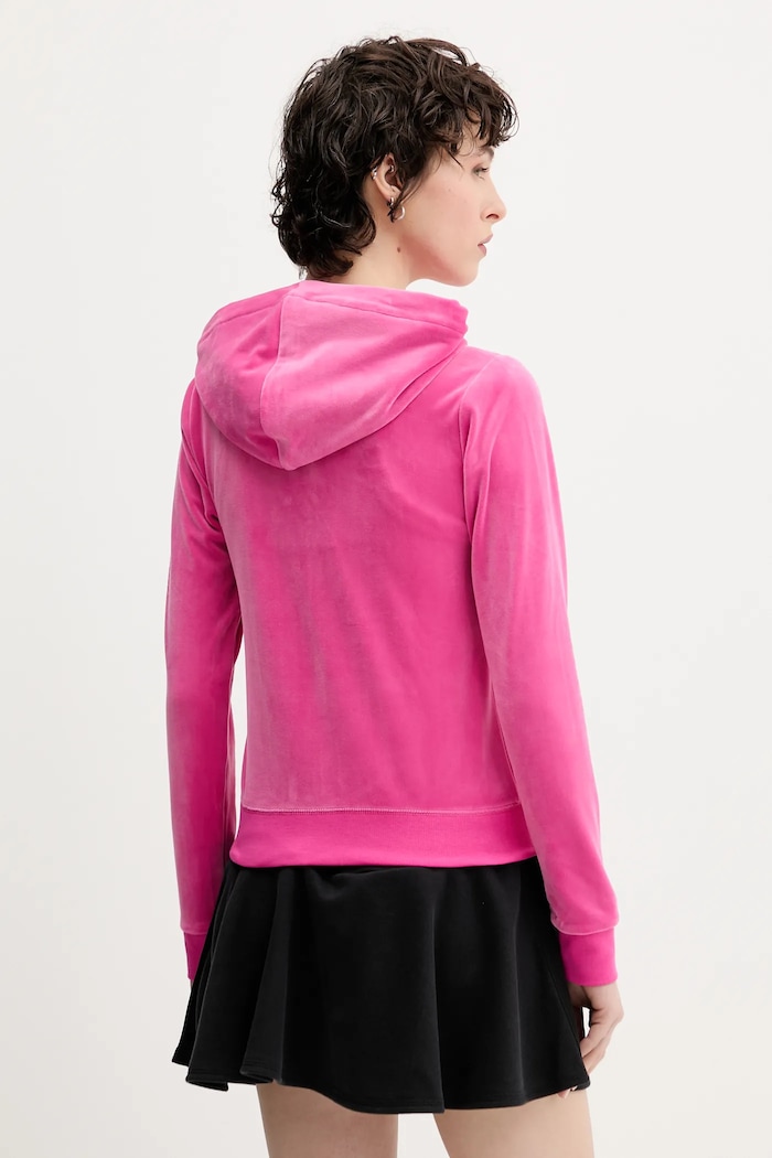 Oblečení Juicy Couture Rozepínací mikina s kapucí dámská bavlněná ROBERTSON CLASS JCAP176 růžová