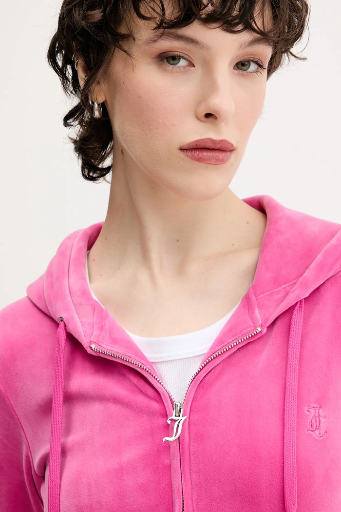 Rozepínací mikina s kapucí dámská bavlněná ROBERTSON CLASS Juicy Couture JCAP176 růžová