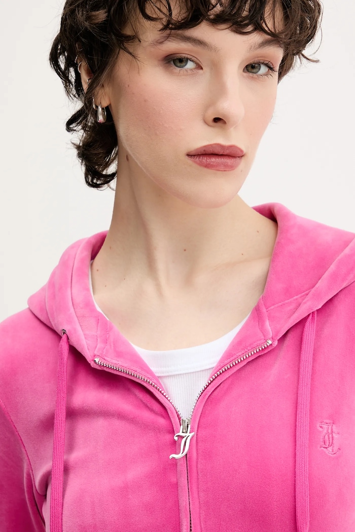 Rozepínací mikina s kapucí dámská bavlněná ROBERTSON CLASS Juicy Couture JCAP176 růžová