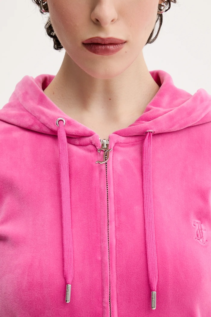 Rozepínací mikina s kapucí dámská bavlněná ROBERTSON CLASS Juicy Couture růžová JCAP176