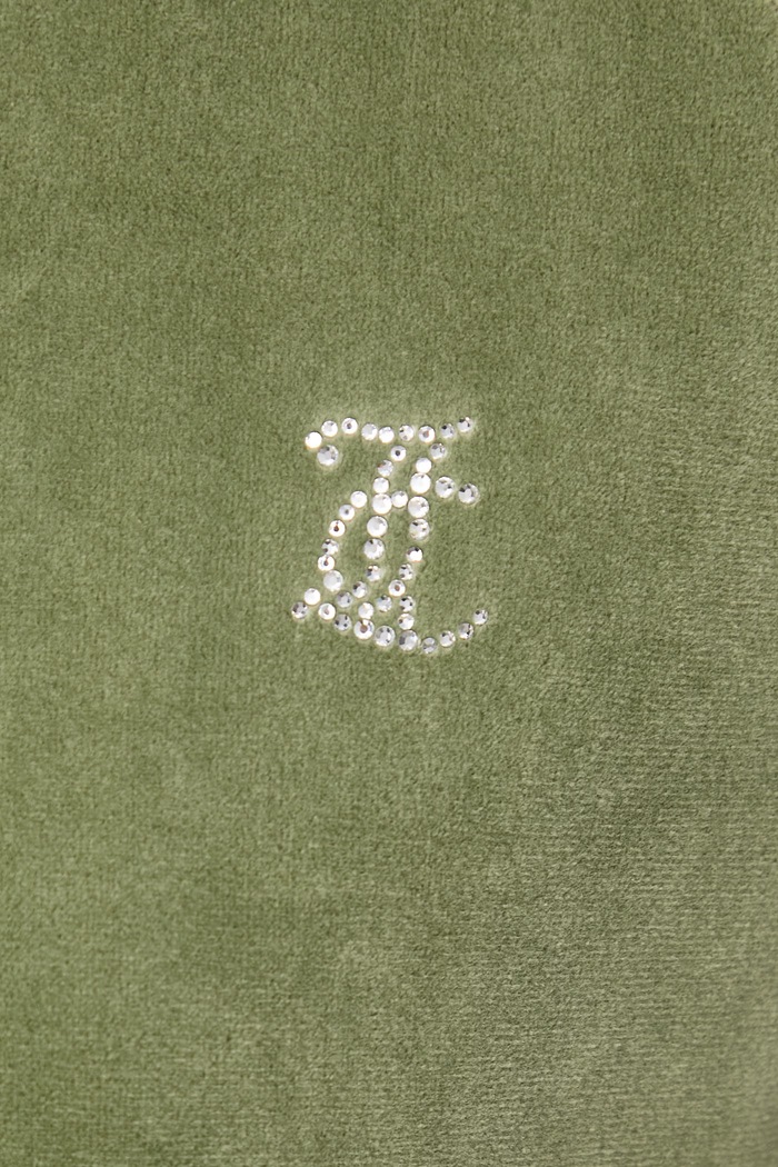 Mikina na zips s kapucňou dámska zamatová MADISON HOODIE Juicy Couture zelená JCWA122001