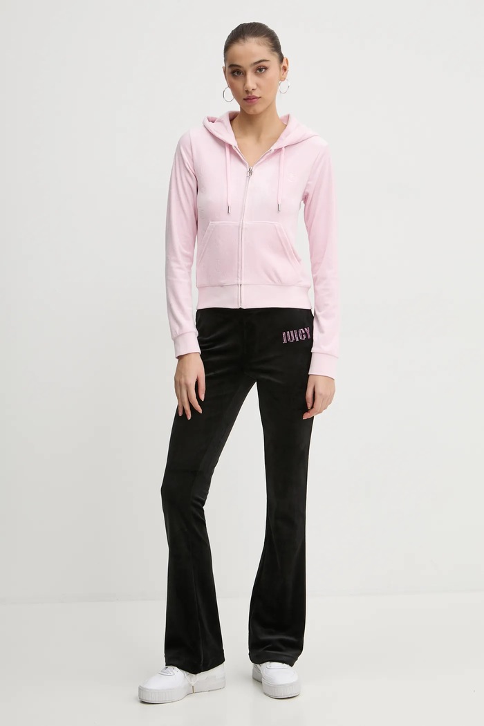 Velurová mikina Juicy Couture JCWAS125302 růžová SS25