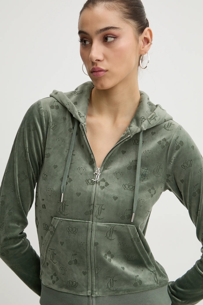 Juicy Couture bluza welurowa zielony JCWAS125302