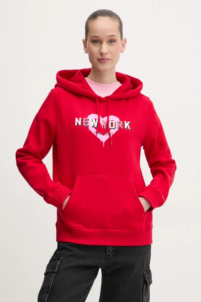 Dukserica Tommy Jeans print crvena DW0DW21771
