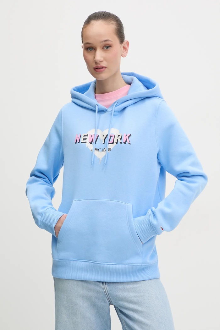 Mikina Tommy Jeans s kapucňou modrá DW0DW21771