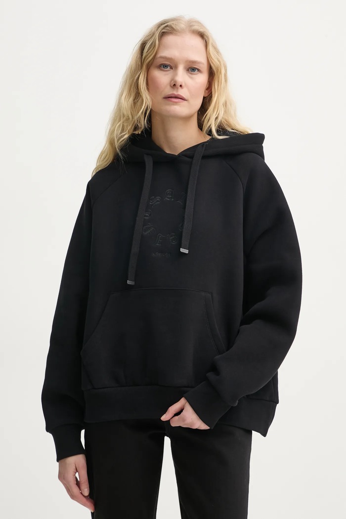 Mikina AllSaints TIEROTH s kapucí černá W171JB