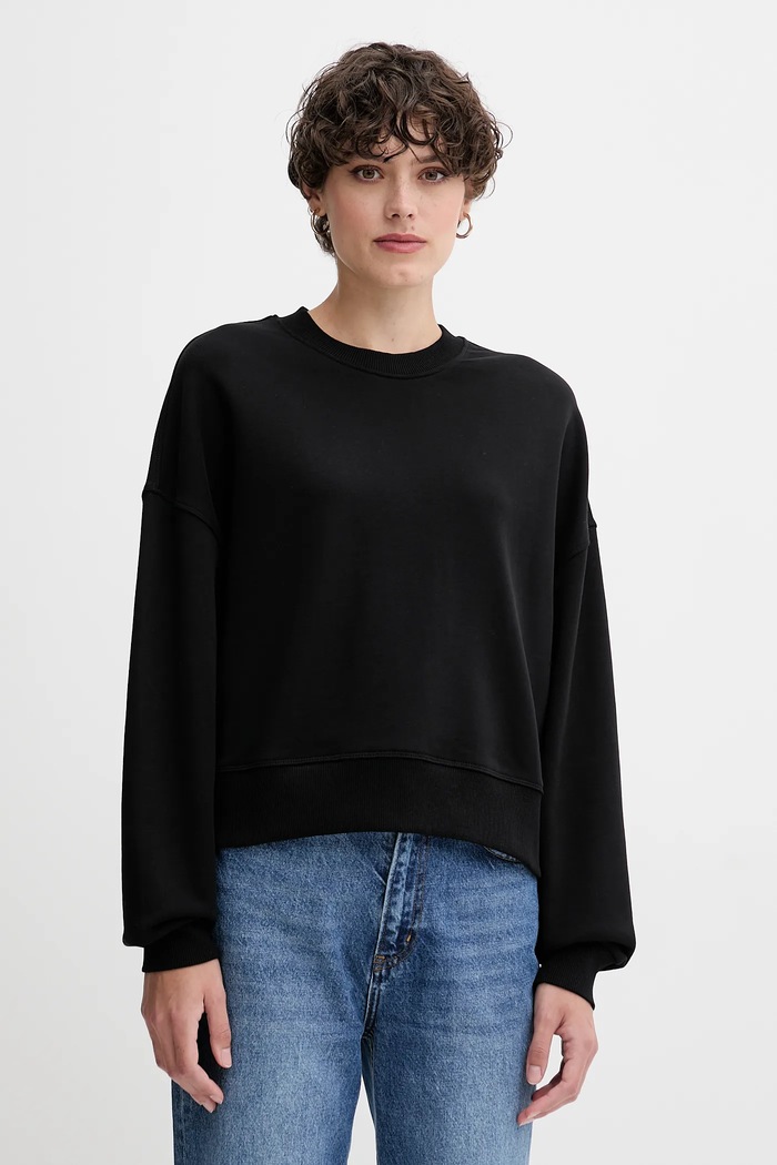 United Colors of Benetton hanorac de bumbac uni negru 3UNID109A