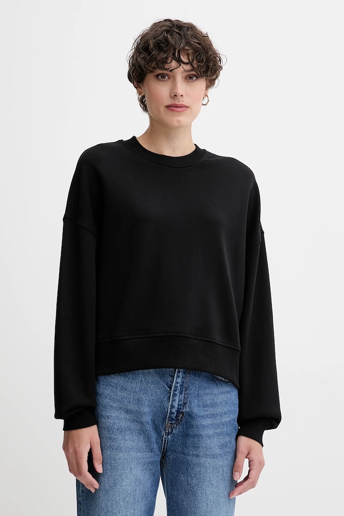 United Colors of Benetton hanorac de bumbac uni negru 3UNID109A