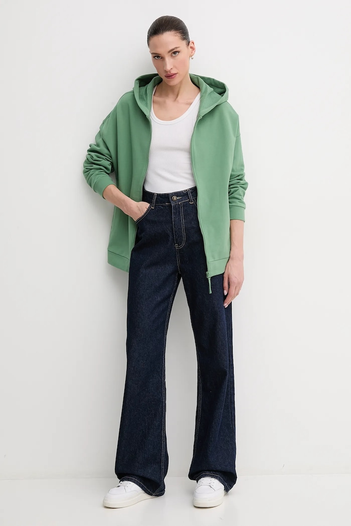 United Colors of Benetton bluza bawełniana 3UNID500R zielony AW25