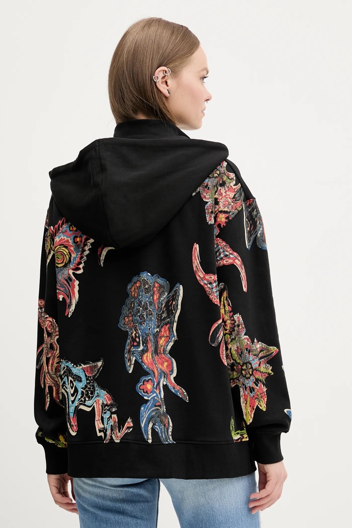 Odzież Desigual bluza bawełniana MELTED PAISLEYS 25SWSK01 czarny