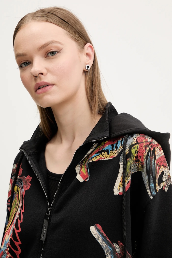 Desigual bluza bawełniana MELTED PAISLEYS czarny 25SWSK01