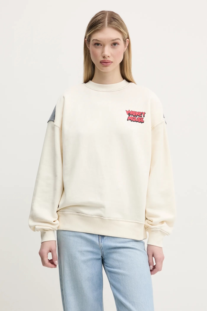 Oblečení Bavlněná mikina Desigual MICKEY MOUSE 25SWSK39 béžová