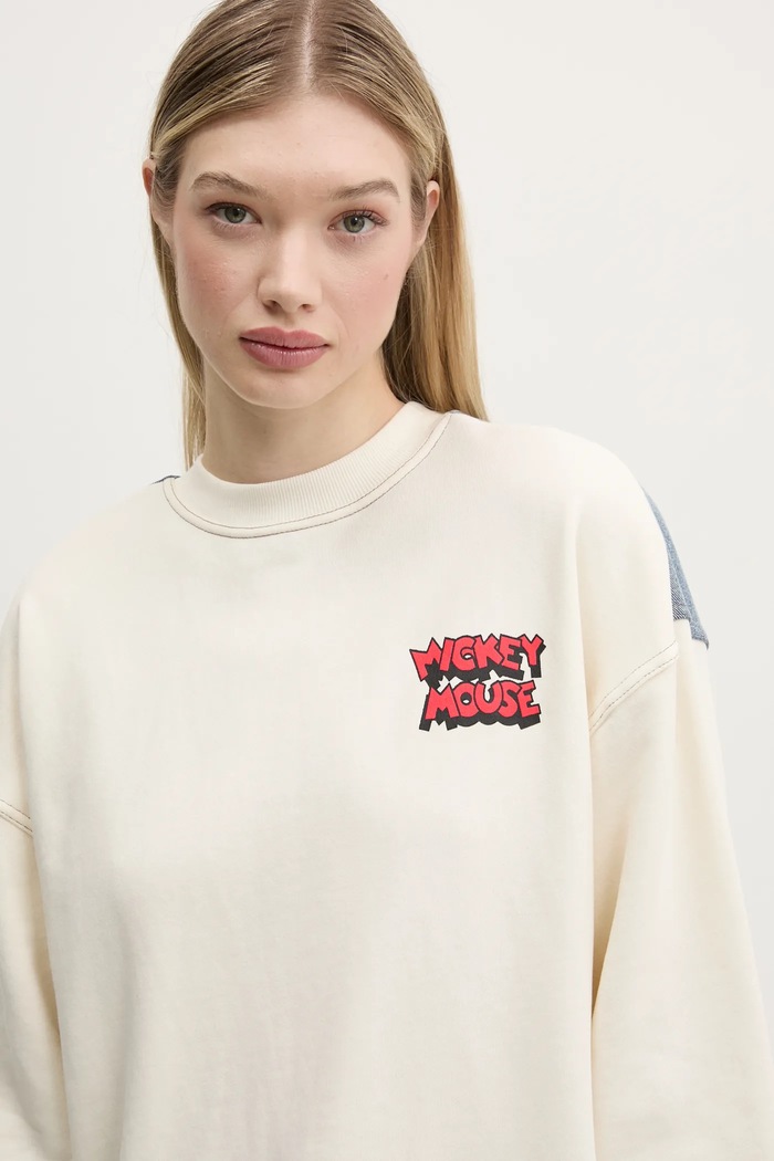 Bavlněná mikina Desigual MICKEY MOUSE 25SWSK39 béžová