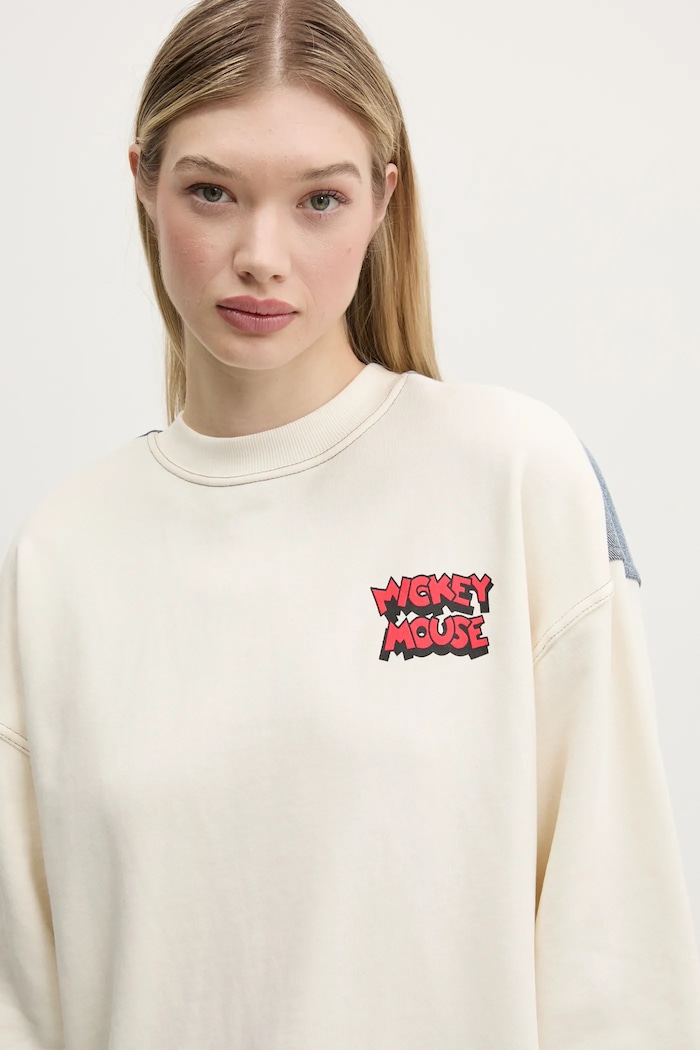 Bavlněná mikina Desigual MICKEY MOUSE 25SWSK39 béžová