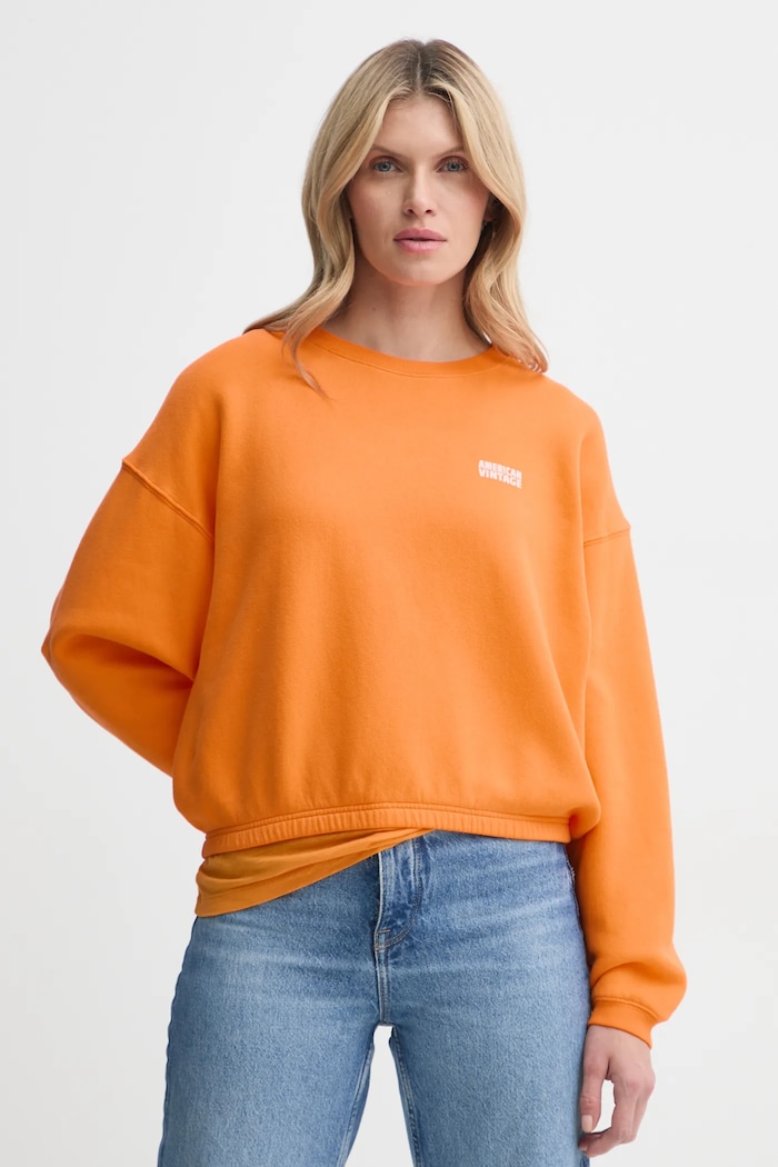 American Vintage bluza z elastanem pomarańczowy IZU03AE25