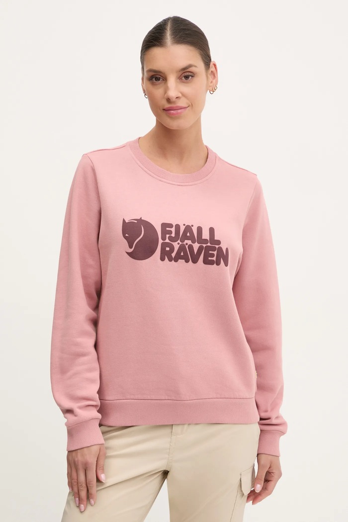 Tepláková mikina Fjallraven Fjällräven Logo bavlna ružová F84143