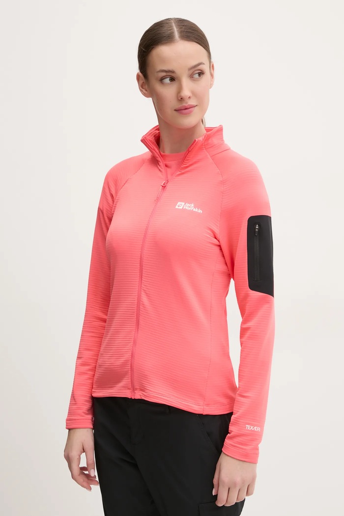 Sportovní mikina Jack Wolfskin Prelight bez kapuce oranžová A63790