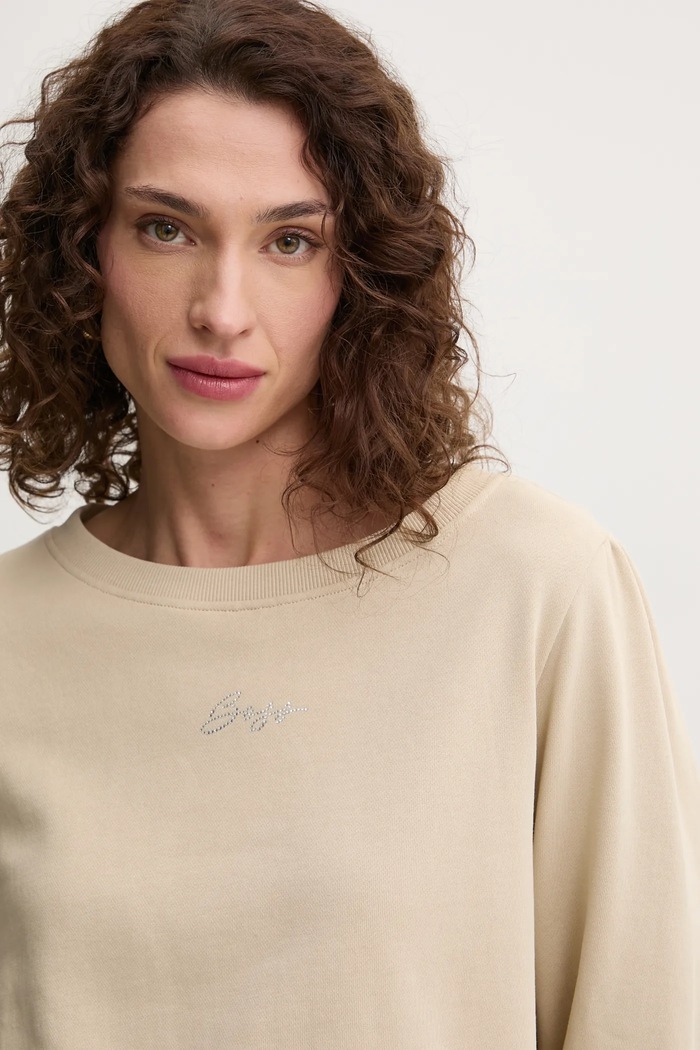 BOSS Orange bluza bawełniana beżowy 50540962