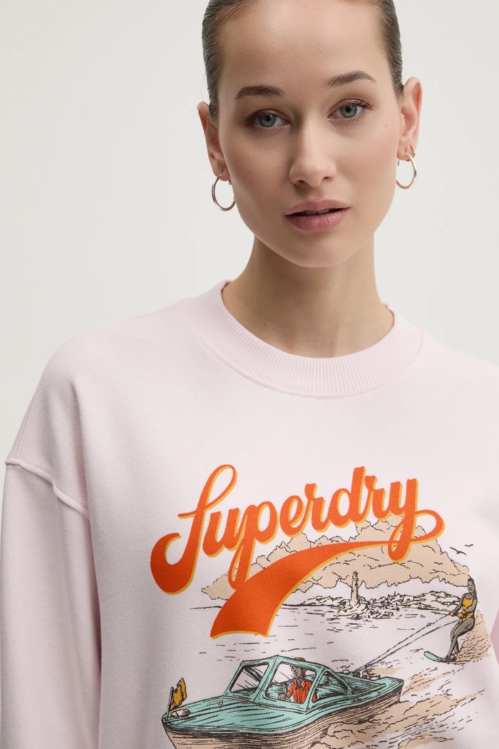 Bavlněná mikina Superdry růžová W2012247A.D7F