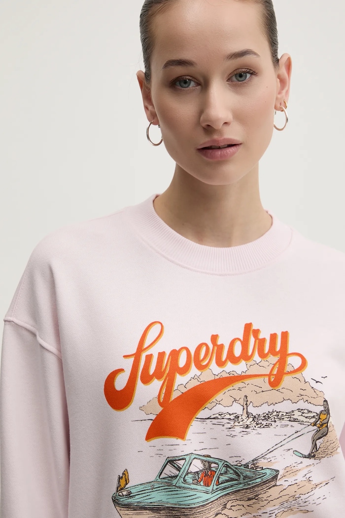 Bavlněná mikina Superdry růžová W2012247A.D7F
