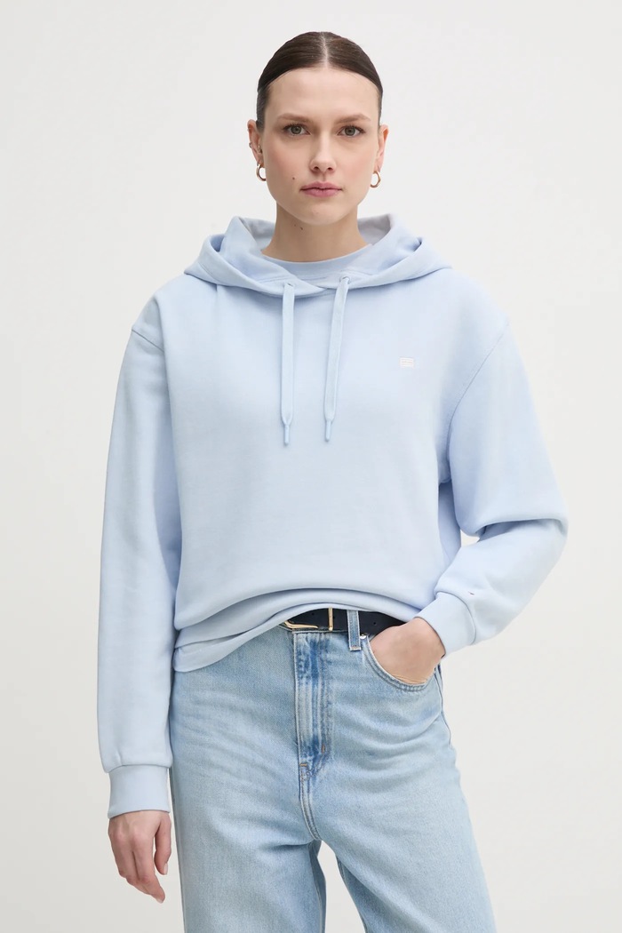 Bavlněná mikina Tommy Hilfiger s kapucí modrá WW0WW45979