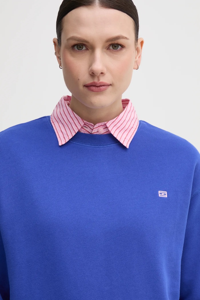 Памучен суичър Tommy Hilfiger виолетов WW0WW45980