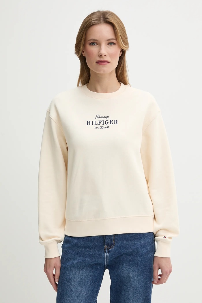 Bavlnená mikina Tommy Hilfiger bavlna béžová WW0WW44631