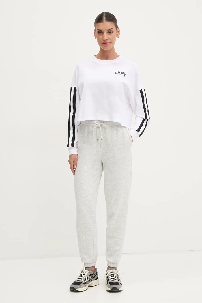 Bavlněné tričko s dlouhým rukávem Dkny DP5T1226 bílá SS25